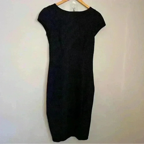 Closet London Pencil Dress w/Bottice Fitting Detail Size 8 Navy Blue Print EUC - Picture 2 of 6